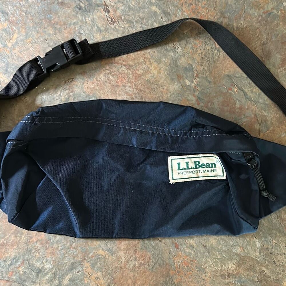 L.L. Bean Vintage Fanny Pack Blue Nylon Waist Pack Crossbody
